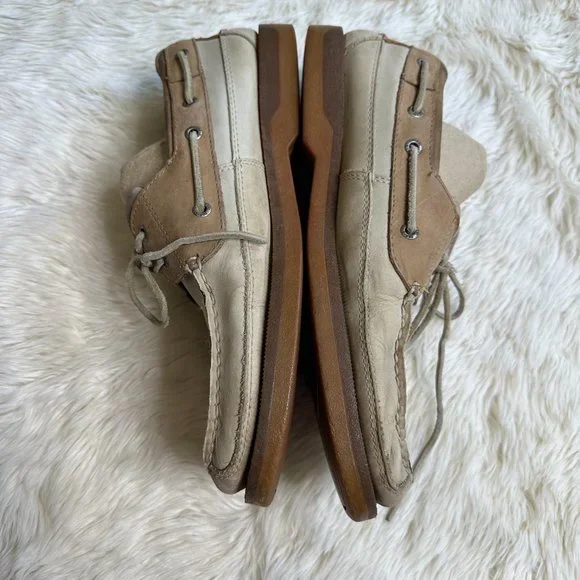 Sperry White/Tan Leather Boat Shoes Men's 12M - Picture 3 of 8